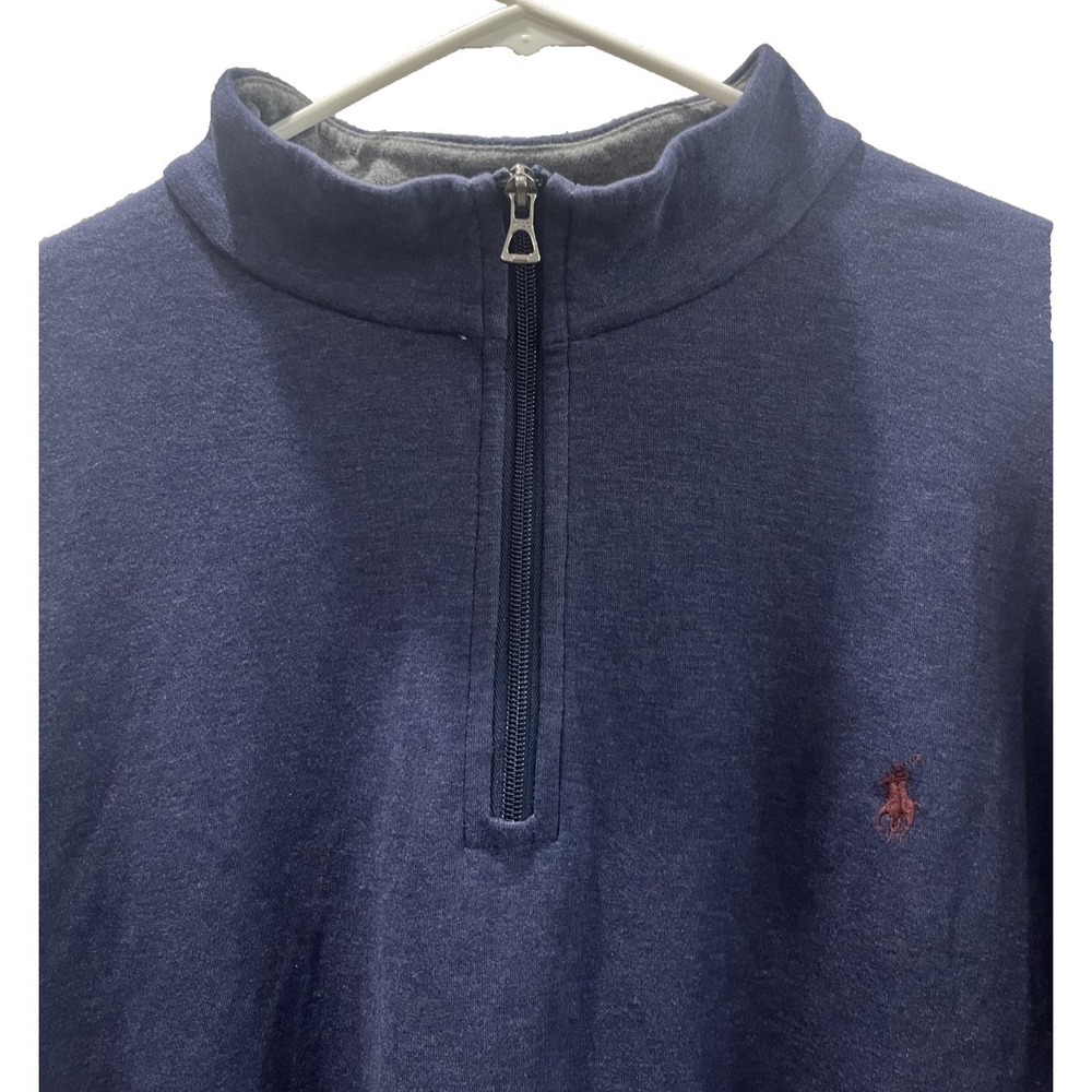 Polo Ralph Lauren Pullover Mens 1XB Navy Blue Quarter Zip Sweatshirt Big Pony‎